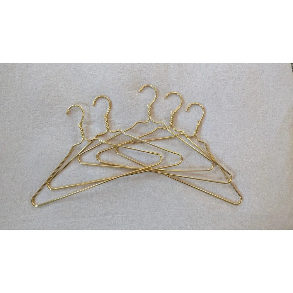 Boutique Hangers Matte Finish Gold Tone Aluminum Set 6 Twisted Neck Minimalist